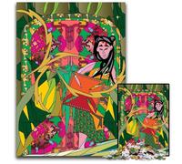 Asian Woman in Geometric Art 1000 Piece Jigsaw Puzzles for Adults Wooden Puzzles Challenging Brain Teaser Family Activity Home Decor 1000 PCS(38x26cm)