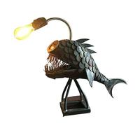 Asiasioc Fish Lamp Angler Fish Lamp USB Rechargeable Desktop Metal Light Handmade Craft Home Living Room Decoration (5.9 * 8.7 in)