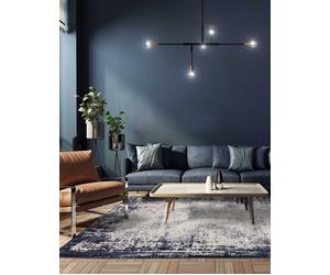 Asiatic Kuza Border Woven Rug Blue