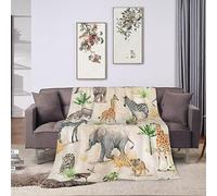 Asiby Giraffe Zebra Pattern Throw Blanket Grasslands of Kenya African Safari Lion Safari Zebra Tiger Photo Print Bedding Fleece Blanket 50"x40"