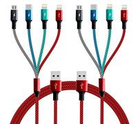 ASICEN 2Pack Multi Fast Charging Cable 3A, 3m 3-in-1 Multiple Charger Cable Nylon Braided USB Cable with iP/Type C/Micro USB Connector for Phone/Samsung Galaxy/Huawei and More