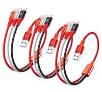 ASICEN 3 in 1 Short Multi Charger Cable, 35cm, Red, 3-Pack
