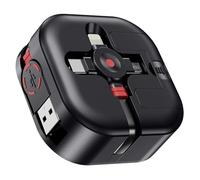 ASICEN Multi Charger Cable, [1.2M 4.5A] 4 in 1 Retractable Charging Cable, Multi USB Fast Phone Charger with iP/Type C/Micro USB for iPhone16/15/14/13/Samsung Galaxy/Pixel/Sony/LG/HTC/Tablets (Black)