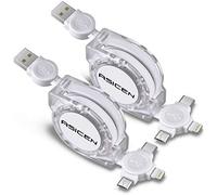 ASICEN Multi Charger Cable, [1M 2Pack] 3 in 1 Retractable Charging Cable, Multi USB Phone Charger with IP/Type C/Micro USB for iPhone16/15/14/13/12/Samsung Galaxy/Pixel/Sony/LG/HTC/Tablets