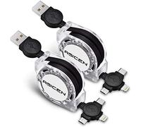 ASICEN Multi Charger Cable[2Pack], 3 in 1 Retractable Phone Charger[1M], Multiple USB Fast Charge Cable with Lightning/Type C/Micro USB for iPhone,Samsung Galaxy,Huawei,PS,Tablets,Pixel,HTC
