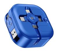ASICEN Multi Charging Cable,[1.2m] 4 in 1 Retractable Multi USB Cable, Multiple Fast Charge Data Transfer Cable with Lightning/Type C/Micro USB for iPhone,Samsung Galaxy,Huawei,PS,Tablets,Pixel (blue)
