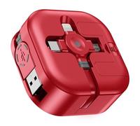 ASICEN Multi Charging Cable, [4.5A 1.2M] Retractable 4 in 1 USB Cable, Multi Fast Charger Sync Cable with iP/Type C/Micro USB for iPhone/Tablets/Samsung Galaxy/LG/Pixel/Huawei/HTC/OnePlus/PS (red)