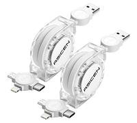 ASICEN Retractable Charging Cable[3A 1M], 3 in 1 Multi Charger Cable, Retractable Phone Charger, Multi USB C Cable with Lightning/Type C/Micro USB for iPhone16/15/14/13,Galaxy,PS,Tablets,Pixel-2Pack