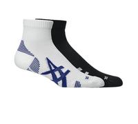 Asics AEG 2 Pack Cushioned Run Quarter Socks Black White, Size S