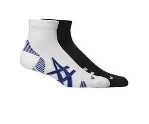 Asics AEG 2 Pack Cushioned Run Quarter Socks Black White, Size S