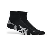 Asics AEG 2 Pack Cushioned Run Quarter Socks Black White, Size XL