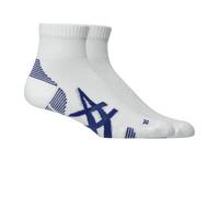 Asics AEG 2 Pack Cushioned Run Quarter Socks White Blue, Size S
