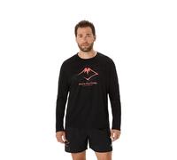 Asics Fujitrail Logo LS Long Sleeve Shirt Black Red, Size S