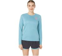 ASICS FujiTrail Logo LS Top - Women's Blue Long Sleeve for Trail Running and Outdoor Activities, Size XL
