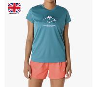 ASICS Fujitrail Logo SS Top Women's L Atlantis Blue Trail Running T-Shirt New
