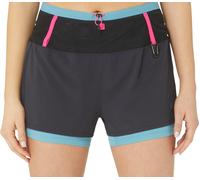 Asics FujiTrail Womens Running Shorts Black 2 In 1 Compression Twin Short Run
