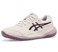 ASICS Kid's Gel-Resolution X Grade School Tennis Shoes, Soft Oat/Dark Aubergine, 5 Big Kid