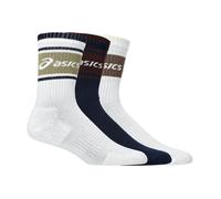 ASICS Logo Crew Socks 3-Pack, Size 35-38 (EU), Midnight/Dark Red Planet/Lemongrass for Running and Training