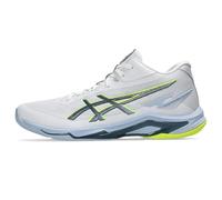ASICS Men's Netburner Ballistic FlyteFoam Mid Top 4 Volleyball Shoes, White/Raw Indigo, 8.5