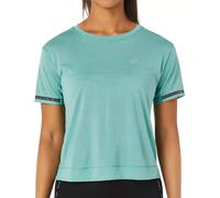 Asics Race Cropped Womens Running Top Green Short Sleeve Lightweight Run T-Shirt