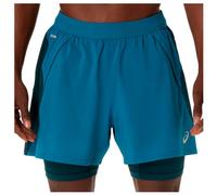 Asics - Road 2N1 5'' Short - Running shorts size S, blue