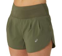 Asics Road 3.Womens Running Shorts Green 5 Inch Breathable Reflective Run Short