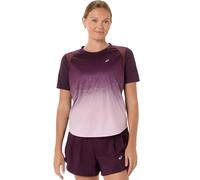 Women's Asics Road Fade Short-Sleeve T-shirt in Burgundy Purple, Size L