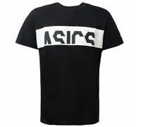 Asics T Shirt Mens XXL Black Cotton Crew Neck Graphic Logo Breathable Casual