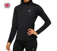 ASICS Top Women's Large Black CORE LS 1/2 ZIP TOP Gym Running Long Sleeve NEW