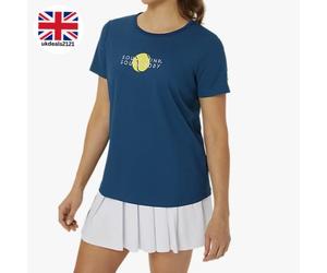 Asics Women’s T Shirt Graphic Tee Size 10 Medium Navy Classic Gym Tennis NEW