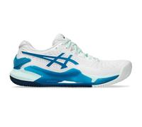 Asics Women's Gel-Resolution 9 Clay Sneaker, White Blue, 8 UK