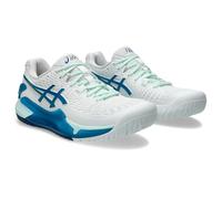 ASICS Women's Gel-Resolution 9 Sneaker, White/Teal Blue, 5 UK