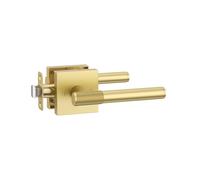 Asidrama 1 Pack Passage Gold Door Knob with Lock, Brushed Gold Door Handles Interior for Bedroom or Bathroom, Heavy Duty Door Lever with Reversible Interior Door Handle for Left Right Sided Doors