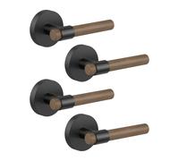 Asidrama 4 Pack Passage Matte Black Door Handles, Indoor Solid Wood Heavy Duty Door Lever with Door Knobs for Bedroom or Bathroom, Door Handles Interior with Locks for Left Right Sided Doors