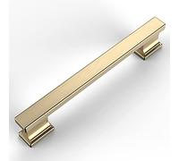 Asidrama 6 Pack 128mm Brushed Brass Kitchen Cabinet Handles - 5.08" Hole Center - Zinc, Brass Material - 6 Count - Indoor Use