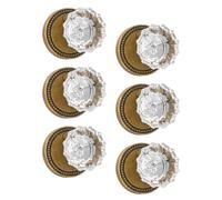 Asidrama 6 Pack Privacy Antique Brass Crystal Door Knob with Lock, Brush Gold Glass Door Knobs Interior for Bedroom or Bathroom, Heavy Duty Door Handle for Left Right Sided Doors