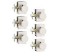 Asidrama 6 Pack Privacy Brushed Nickel Door Knobsb with Lock, Interior Door Knobs Interior for Bedroom or Bathroom, Heavy Duty Brushed Nickel Door Handles for Left Right Sided Doors