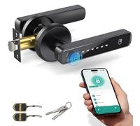 Asidrama Smart Fingerprint Door Lock with Keypad Handle - Keyless Entry via Biometric, APP, Code, Keys & Card for Bedroom, Office, Hotel, Apartment - Black