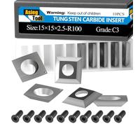 Asieg Tool 15x15x2.5mm-R100 Tungsten Carbide Cutter Inserts Knives Blade with 4" Face Radius fit for Woodworking Helical Planer Head DIY Wood Lathe Turning Rougher Tools 10pcs