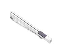 Asienice Men's Tie Clip Silver with Diamond Black Crystal Personalised Tie Pins for Men Wedding Business