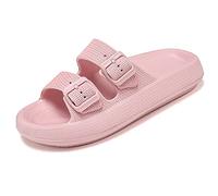 Asifn House Slippers for Women Men Shower Sandals Beach Soft Sole Thick Foam Double Buckle Adjustable Outdoor Shoe（Pink,5/5.5 UK