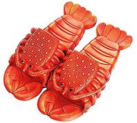 Asifn Lobster Slippers Summer Funny Animal Flip Flops Kids Cute Beach Shoes Women Soft Creative Shower Sandals Men Casual Waterproof Slides（Red,7/7.5 UK