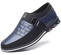 Asifn Mens Driving Moccasin Ankle Leather Classic Boat Loafer Male Outdoor Lightweight Casual Slip-On Business Office Shoes（Blue,11 UK