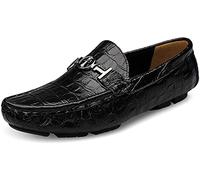 Asifn Mens Leather Casual Slip on Driving Loafers Flat Walking Moccasin Business Dress Boat Shoes Fashion Slipper(Black,6.5/7 UK,40 Brand Size