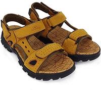 Asifn Sports Athletic Sandals Outdoor Summer Men Leather Hiking Beach Shoes Breathable Exposed Toe Strap Walking Fisherman（Yellow,7.5/8 UK,41 Brand size