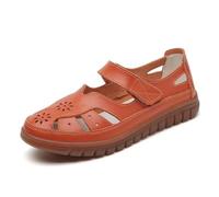 Asifn Women's Closed Toe Leather Orthopedic Flat Sandals | Comfortable Non-Slip Orthopedic Sandals for Summer Breathable Lightweight Flat Beach Fisherman Sandals