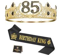 Asija 85th Birthday Gifts for Men, 85th Birthday Decorations for Men, Party Decor Supplies including King Crown & Sash & Greeting Card