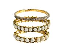 ASIJUNTYECHO 3PCS Western Bracelets for Women, White Turquoise-Style Stack | Zinc-Alloy Accents,Rhinestone Sparkle and White Cowgirl Styling for Festivals,Country Parties and Everyday Layering