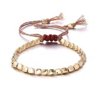 ASIJUNTYECHO Tibetan Copper Bracelet of Fortune, Lucky Buddhist Bracelet, Adjustable Handmade Braided Copper Bead Bracelet for Women Men, Tibetan Style Luck Bracelet Gifts