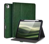 AsileCuir Handmade Case for iPad Pro 13 Inch (M5/M4) 2025/2024 with Pencil Holder Pocket,Magnetic Closure,Auto Sleep/Wake,Vegan Leather Folio Protective Cover,Multi Angles Stand,Green